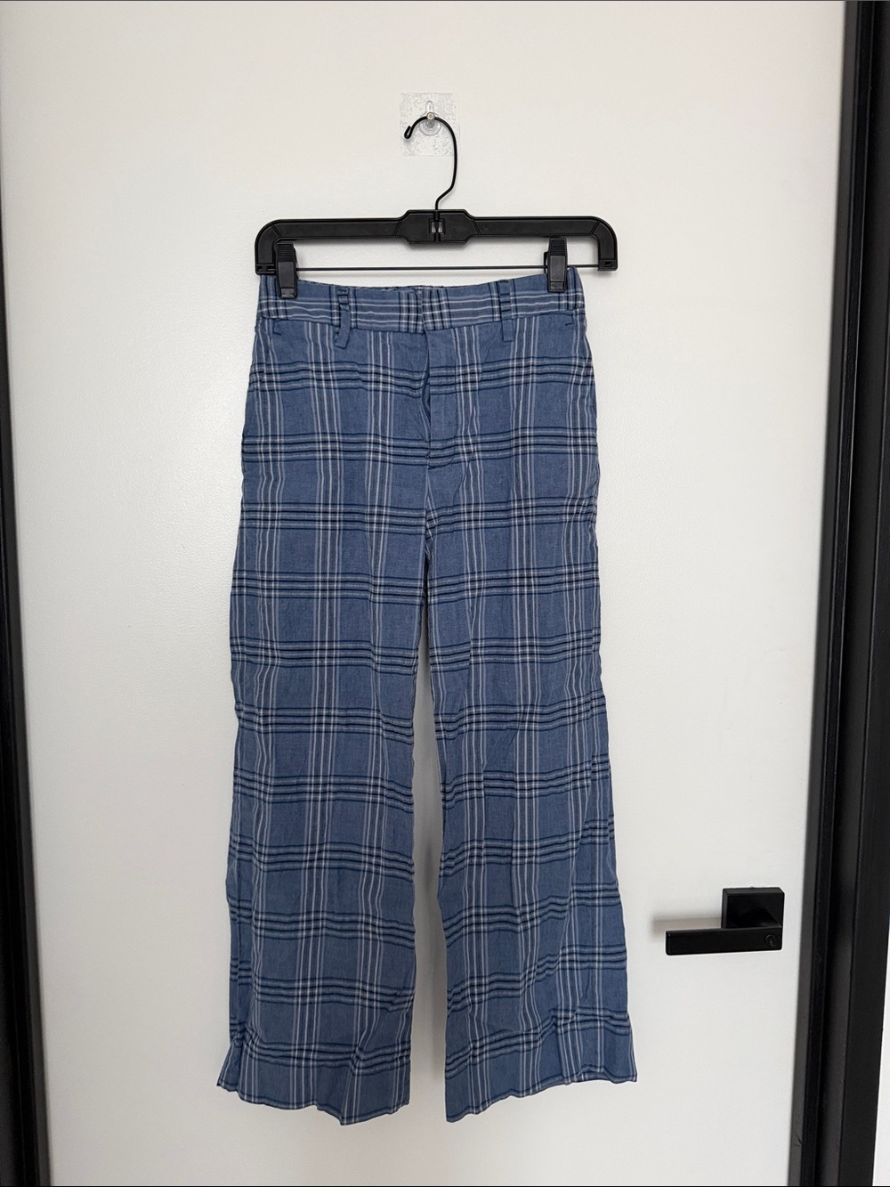 Banana Republic Blue Plaid Wide-Leg Pants